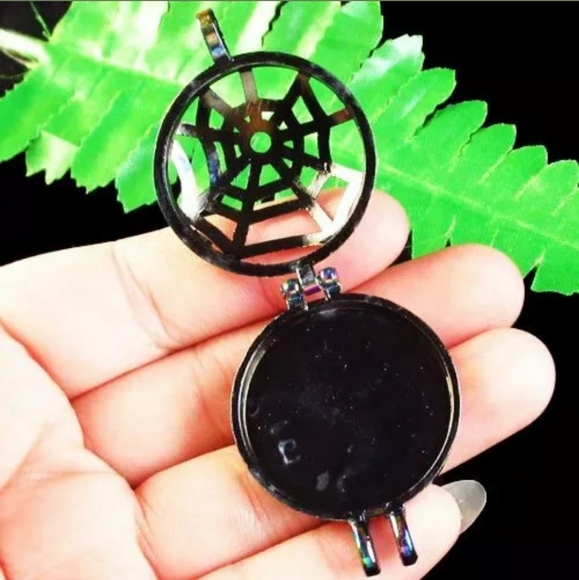 New Carved Rainbow Hematite Spider Web Open Pendant. - Picture 2 of 8